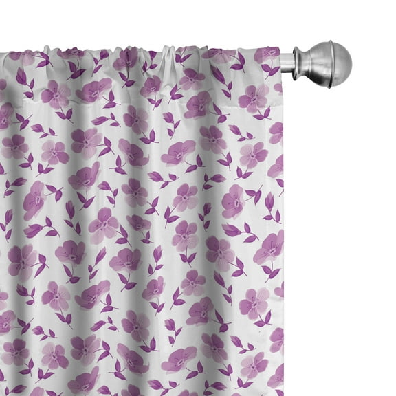Ambesonne Romantic 4-Panel Curtains, Floral Bridal Pattern, 56"x95", Violet White