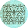 thumbnail image 1 of Ahgly Company Indoor Round Oriental Light Blue Traditional Area Rugs, 6' Round, 1 of 4