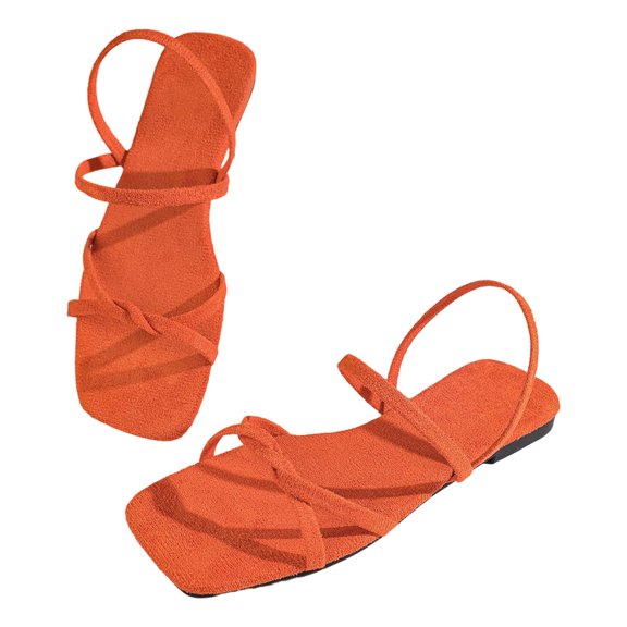 Bibifish Womens Flat Slide Minimalist Crisscross Thin Strap Ladies Sandals Summer Sleek Street Everyday Casual Outdoor Walking Sandals