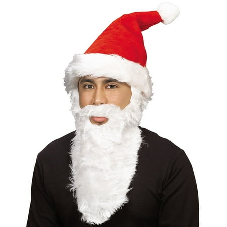 Adult Plush Santa Hat With Beard