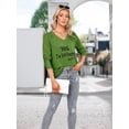 thumbnail image 5 of ZXSXSY Graphic Tees for Women Letter Print V-Neck T-Shirts Long Sleeve Casual Tops, 5 of 7