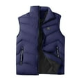 thumbnail image 3 of BiZtdJrK Mens Down Puffer Vest Stand Collar Zip Up Sleeveless Quilted Jackets Solid Warm Winter Vests with Pockets Blue M, 3 of 4