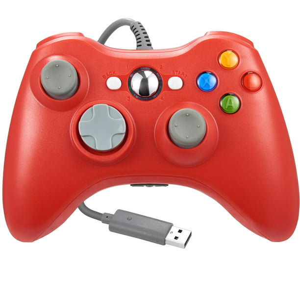 straffen seksueel afwijzing LUXMO Wired Xbox 360 Controller for Xbox 360 and Windows PC Windows 10/8.1/8/7(Red)  - Walmart.com