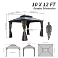 thumbnail image 2 of Domi 10' X 12' Permanent Gazebo Pavilion, Metal Hardtop Gazebo with Galvanized Steel Double Roof Canopy, Built-in Drainage Gutter, Curtain and Netting，Gray, 2 of 9