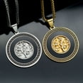 thumbnail image 4 of Fashion Hip Hop Lion Head Crystal Tree of Life Disk Pendant Necklace 14K Yellow Gold Charms jewelry Making Rope Chain For Men, 4 of 6