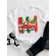 thumbnail image 1 of Camisetas estampadas de manga corta para mujer, ropa de moda con estampado de estrella, árbol de acuarela, tendencia linda, Feliz Navidad, Año Nuevo, 1 of 4