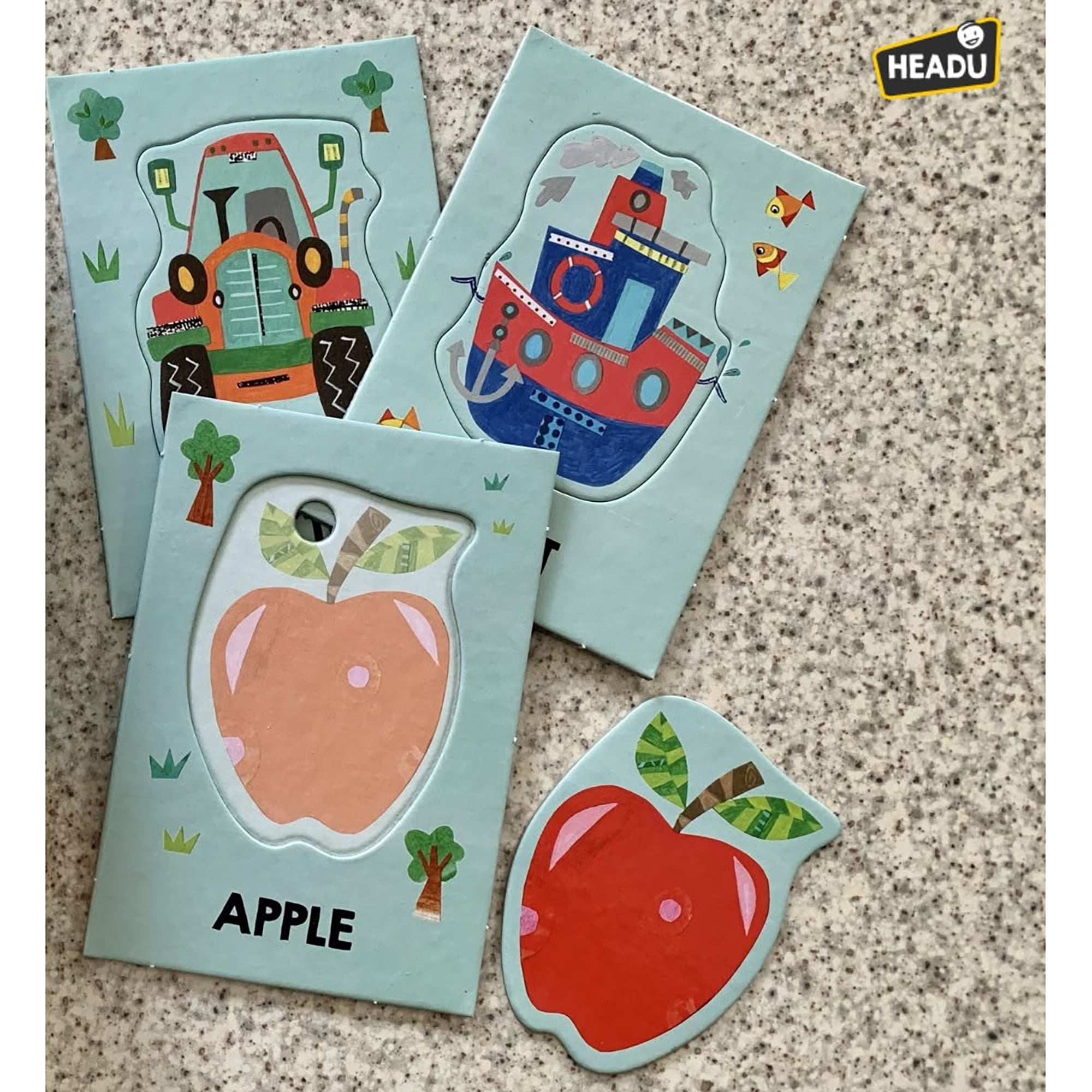 Headu: Flashcards - Baby Montessori - Shapes & Image Matching Game, Visual Association Play, Large Illustrated Cards, Preschool Activity, Toddlers 1-3