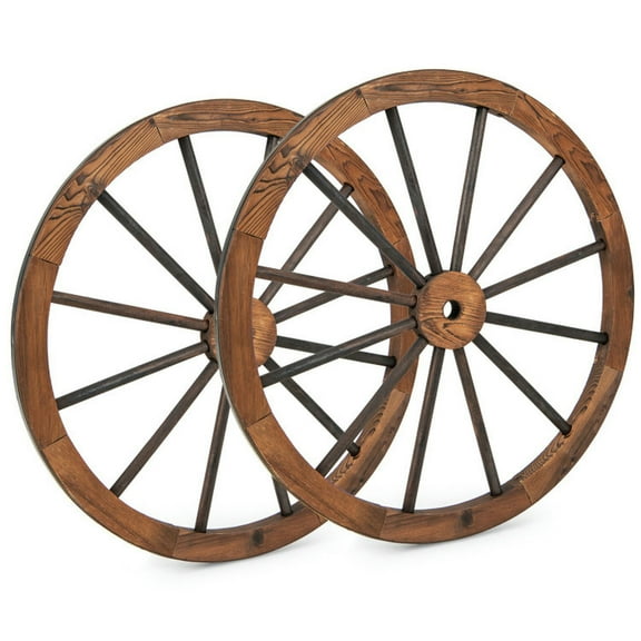 Topcobe Set of 4 Decorative Wooden Wagon Wheels 30 Inch Vintage Wagon Wheel Wall Decor, Decor for Christmas Party