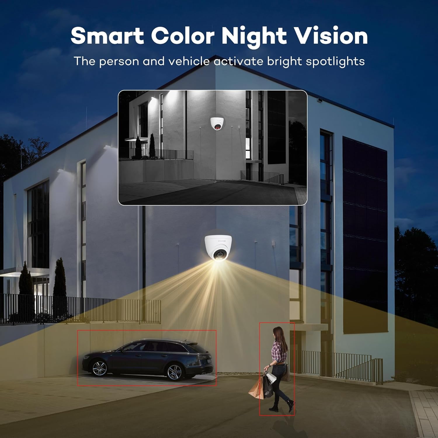 ONWOTE 16 Channel Wired Security Camera System PoE, Smart AI Color Night Vision,  16CH Commercial 4K NVR 4TB, 12x 6MP 122° Outdoor Audio IP Cameras with Audio, 100ft 60ft Cables, CCTV for Businesses