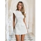 thumbnail image 3 of Vestido Oten para mujer, manga corta de verano, cuello barco, corte en A, blanco, 3 of 5