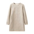 thumbnail image 4 of BangWanChi Long Sleeve Dress for Women Fall Women's Solid Color Textured Long Sleeved Round Neck Thick Dress, 4 of 5