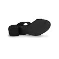 thumbnail image 6 of BLISSFUL STEP Women's Shoes Dual Straps Mid Block Heel Slide Sandals Black 6, 6 of 8