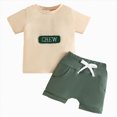 thumbnail image 3 of peqiut Toddler Boy Clothes Short Sleeve Cute Dinosaur GOLF TRACTOR Funny Letter T-Shirt Solid Color Elastic Pockets Shorts Summer Outfit, 3 of 7