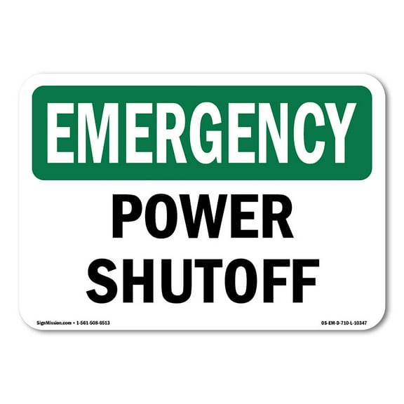 OSHA EMERGENCY Sign - Power Shutoff | Plastic Sign | Protect Your Business, Construction Site, Warehouse & Shop Area | Made in the USA