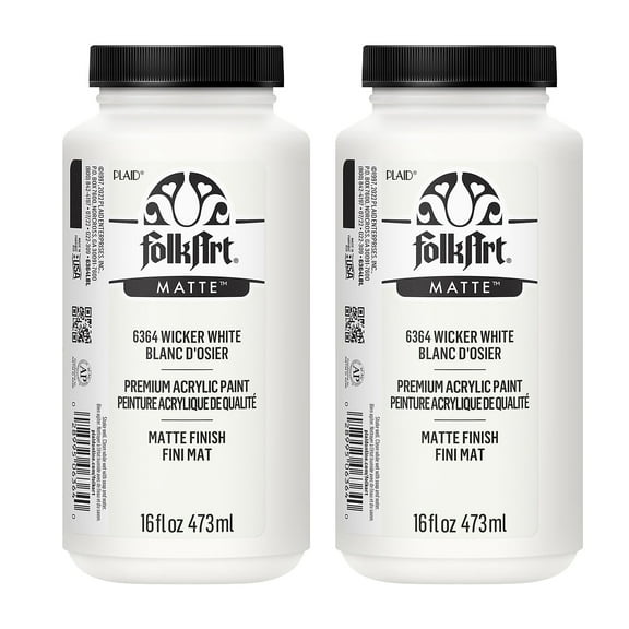 FolkArt Acrylic Paint Matte 16oz. Wicker White 2/Pack (FLK6364-2)