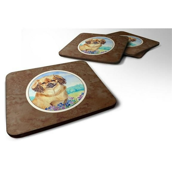 Tibetan Spaniel Foam Coaster, 3.5 x 0.25 x 3.5 in. - Set of 4