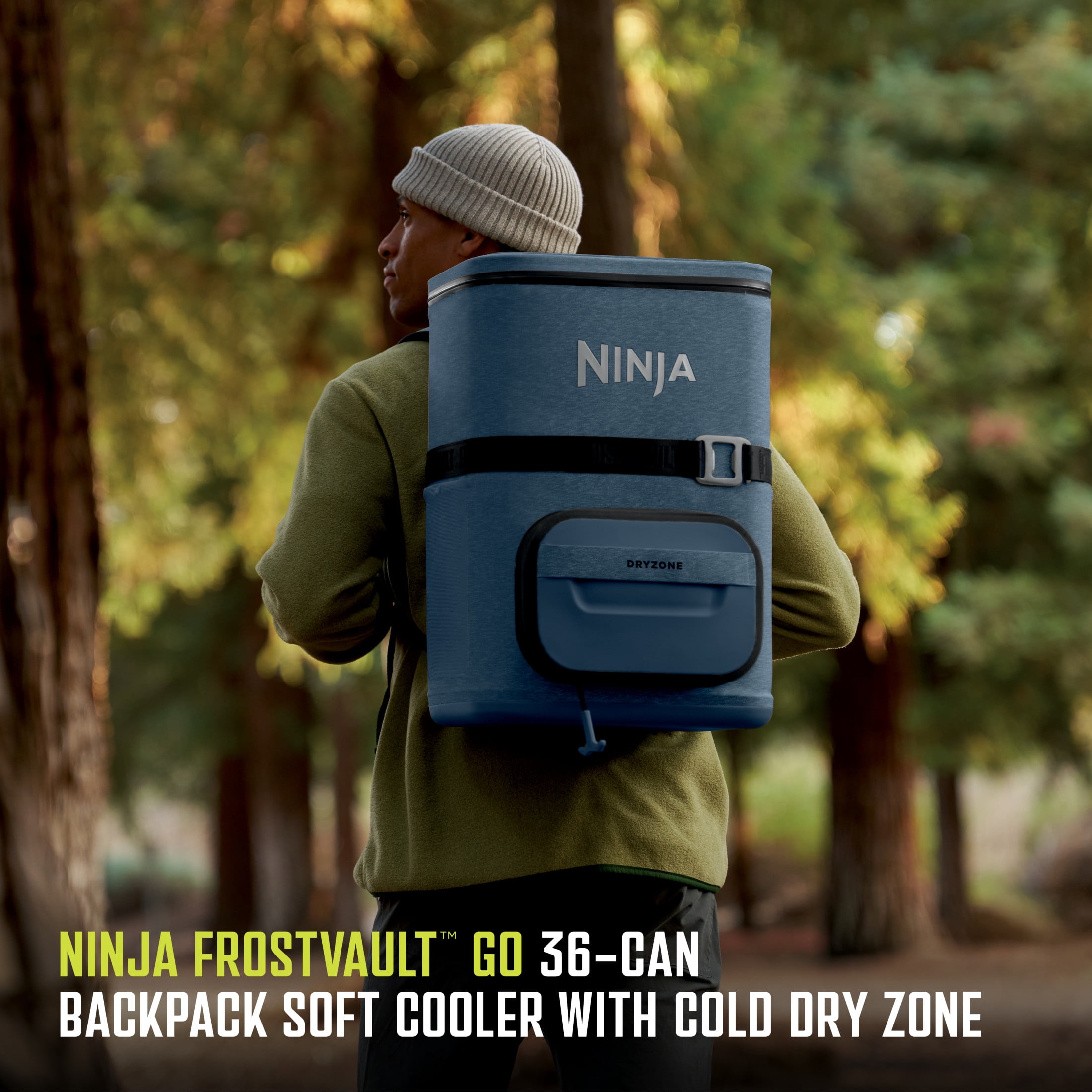 Ninja FrostVault Soft Cooler Backpack, 36-Can Capacity, Lakeshore
