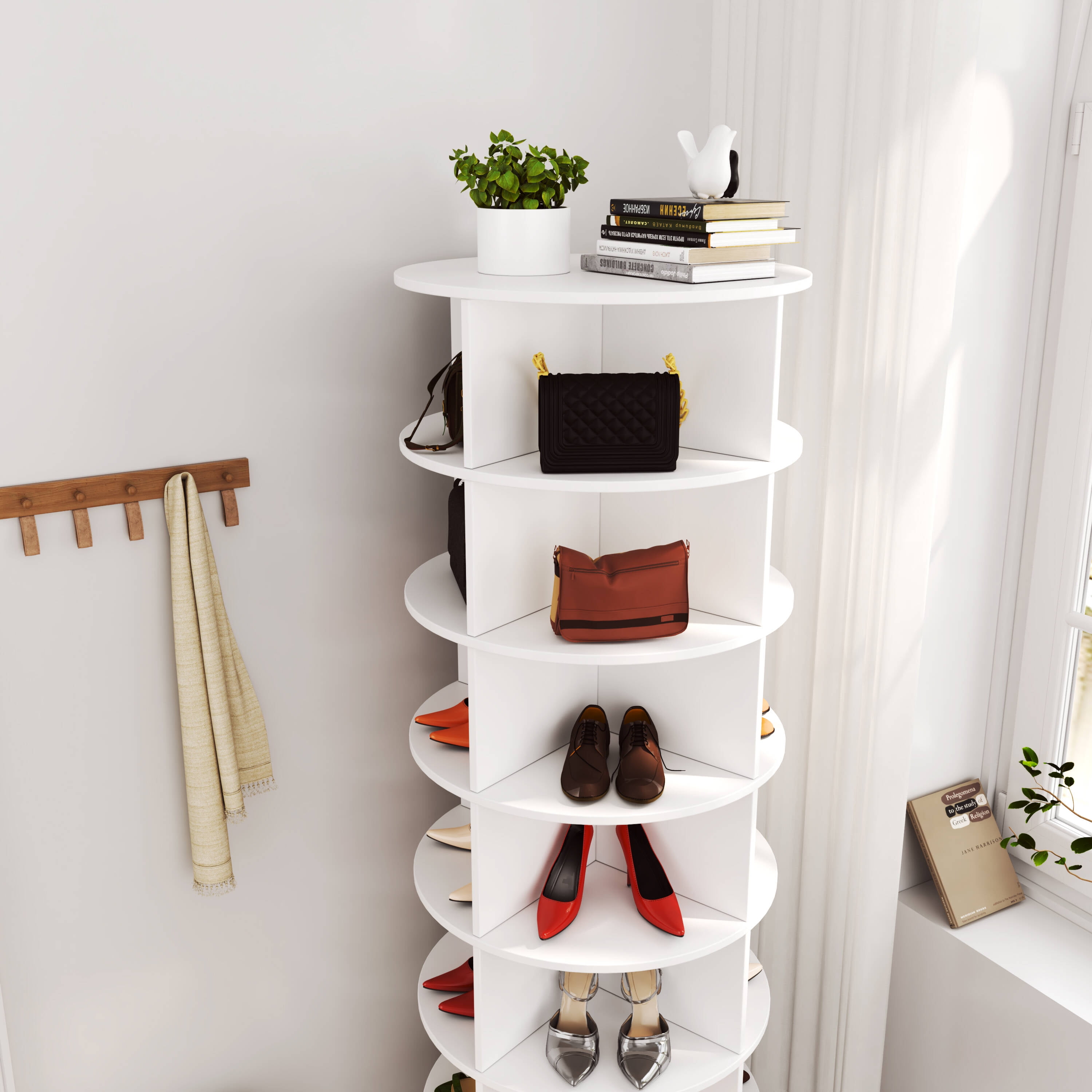 7-Tier Rotating Shoe Rack Tower, Spinning Shoe Display, 360° Rotating Shoe Rack Storage Rotating Organization for Handbag Closet