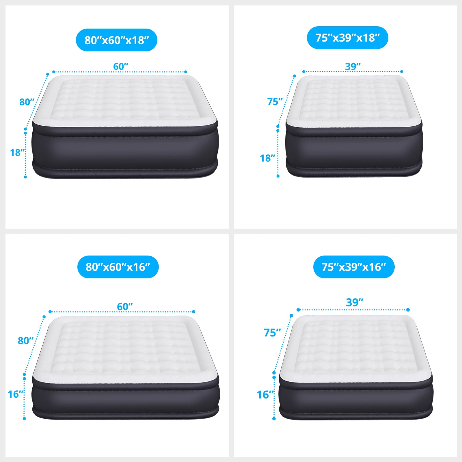 Bigleap Air Mattress Queen with Built in Pump, 18-Inch Raised Inflatable Blow up Camping Bed