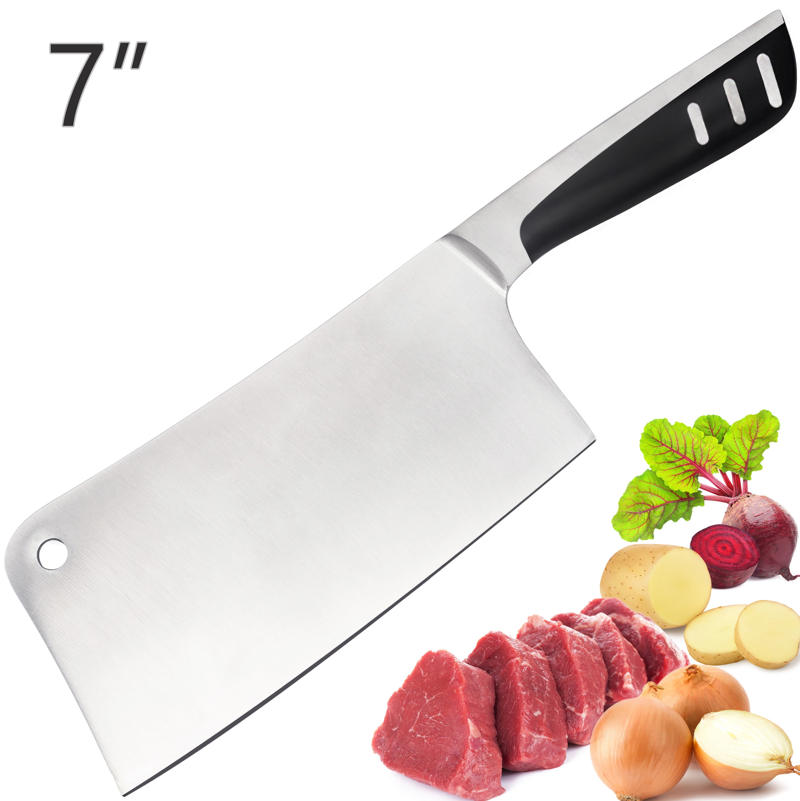 Butcher Knife Stainless Steel, 7 inch Multi Purpose Best for Home