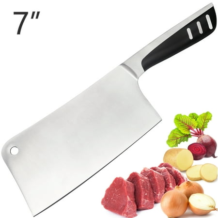 Butcher Knife Stainless Steel, 7 Inch Multi Purpose Best For Home Kitchen and Restaurants Chef Knife Heavy Duty Chopper Meat Cleaver Lux Decor (Best Japanese Knives Uk)