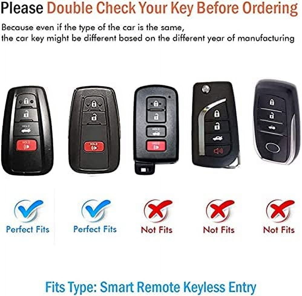Compatible with Toyota 2018-2021 Highlander RAV4 Camry Avalon C-HR Prius Hybrid Corolla Prius Prime 3 4 Buttons Key Fob Cover Case Remote Holder Protector With key Chain (silver)