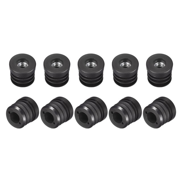 Unique Bargains 30Pcs Round Black Tube Inserts with M8Thread, for 25mm/0.98' OD Round Tube
