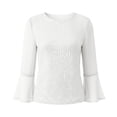 thumbnail image 3 of Paiwinds Women's Round Neck 3/4 Sleeve Loose Fit Nylon Spandex Polyester Solid Color Casual Work Top 2026 Fashion Trendy Lightweight Breathable Comfortable Everyday Versatile, 3 of 9