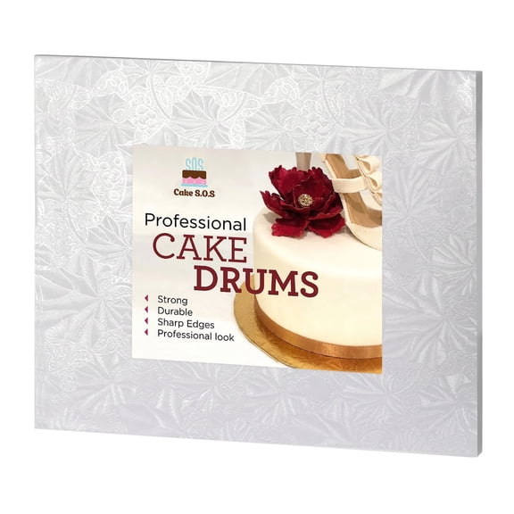 Cake S.O.S 14x10 inches White Rectangle Cake Drum Board, 1/2″ Thick, (1-Pack)
