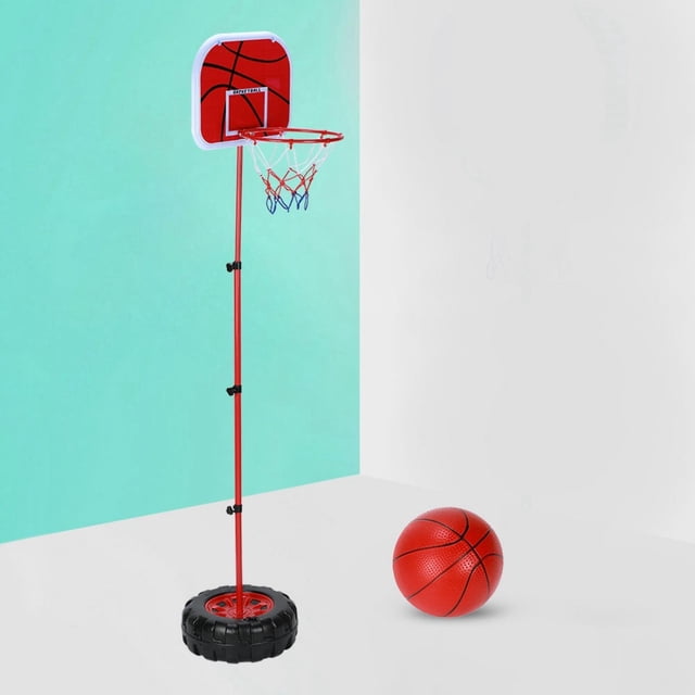 LAFGUR Basketball Ensemble de Panier avec Support à Hauteur Réglable, Panneau Arrière Rouge avec Motif de Basketball et base Noire Robuste. Comprend un Basketball Rouge, un Gonfleur et une Clé. Convient à une Utilisation Intérieure et Extérieure, Favorisant la Mise en Forme et le Développement Physique. Hauteur Approximative de 5 Pi avec un Diamètre de Panier de 9,1 Po.