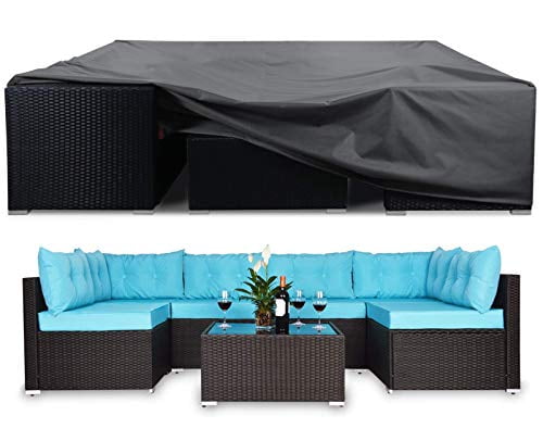 Porch Sofa,Rectangular Table Chairs Protector Large Furniture Cover,Designed with Straps for Snug Fit STARTWO Outdoor Patio Furniture Sectional Couch Cover 100% Waterproof Fabric 