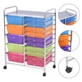 thumbnail image 4 of Costway Carro con Ruedas Cajones Contenedor con Ruedas Carro de Baño con 15 Cajas Apilables Multicolor y Transparente 62,5 x 37 x 87 cm, 4 of 9
