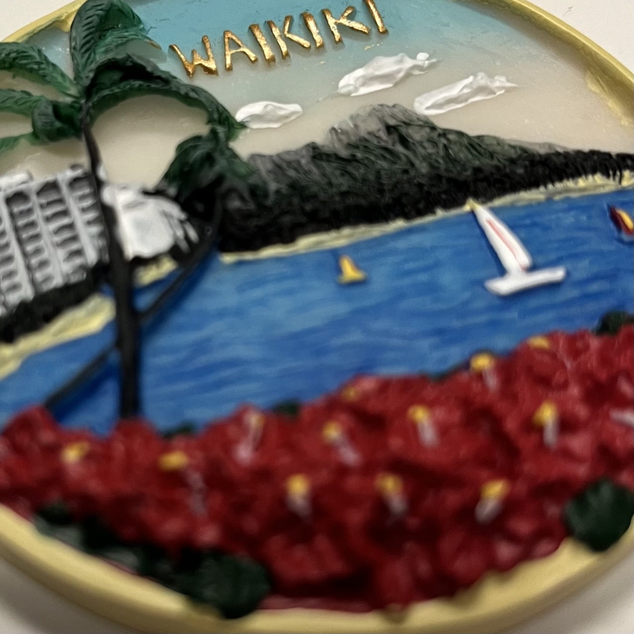 Island Heritage Polyresin Magnet, Hand-Painted Waikiki