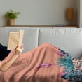 thumbnail image 3 of Floral Soft Flannel Fleece Throw Blanket, Graphic of Tropical Botanical Monstera Leaves and Hibiscus Flowers, Cozy Plush for Indoor and Outdoor Use, 70" x 90", Salmon Multicolor, by Ambesonne, 3 of 5
