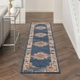 thumbnail image 4 of 10' Blue and Ivory Oriental Power Loom Distressed Runner Rug, 4 of 10