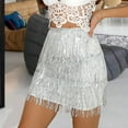 thumbnail image 6 of DailyTrove Women's Silver Sequin Fringe Mini Skirt - Sparkly Party & Club Wear, Cute for Night Celebrations, 6 of 6