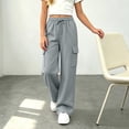 thumbnail image 2 of Sewkxo Sweatpants for Girls Wide Leg Baggy Sweat Pants Kids Casual Athletic Joggers Cute Teen Girl Clothes with Pockets,Light Gray 160, 2 of 9