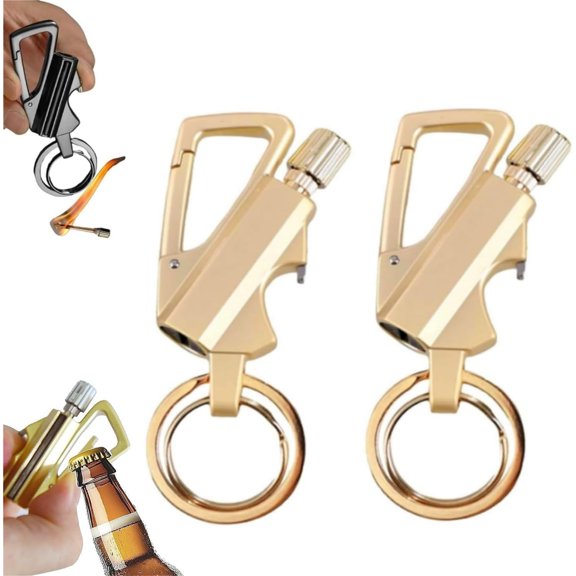 Permanent Match Infinity Lighter - 3-in-1 Keychain Bottle Opener Igniter, with Multitool Keychain Bottle Opener, Outdoor Survival Permanent Igniter (Black*2),2