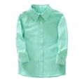 thumbnail image 2 of UACY Boys Linen Button Down Dress Shirt Kids Long Sleeve Shirts Tops School Uniform Shirt for Toddlers Teen (Green, 18-24 Months), 2 of 6