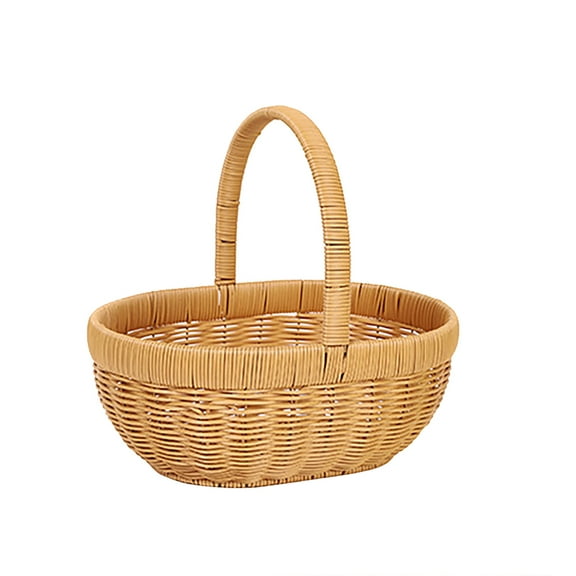 Bread Baskets with Handles, Picnic Basket Handmade Woven Fruits Vegetable Storage Serving Basket Holder for Fall Decor, Easter, Picnics, Gifts Packing, Home Decor