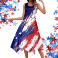 thumbnail image 2 of Womens 4th of July Patriotic Dresses Print Sleeveless Retro Irregular Hem Pleated A-Line with Pocket Loose Fit Sundress Red XXL, 2 of 5