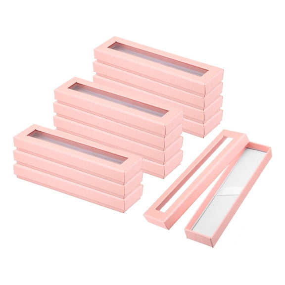 Uxcell Pen Gift Box, 12 Pack Empty Pen Case Cardboard Case with Clear Window Pen Display Box, Pink