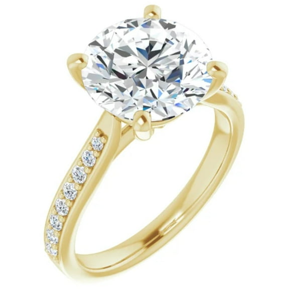3.20 Carat Lab Diamond Engagement Ring 14k Yellow Gold Round Cut