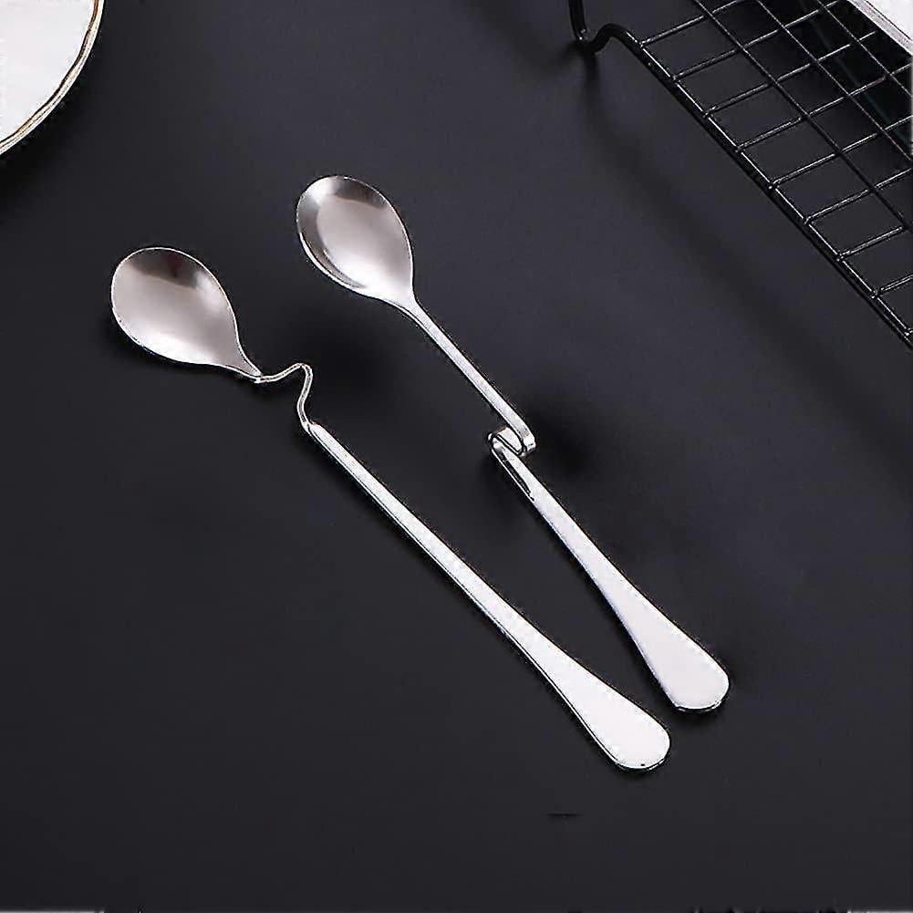 6 Pieces Jam Spoons, Long Hanging Straight Cup Spoons, Stainless Steel Folding Coffee Spoons, Hanging Honey Spoon with Curved Handles