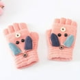 thumbnail image 6 of ievspot Cartoon Dog Convertible Flip Top Gloves Toddler Kids Winter Knit Fingerless Gloves with Mitten Cover for Girls Boys, 6 of 8