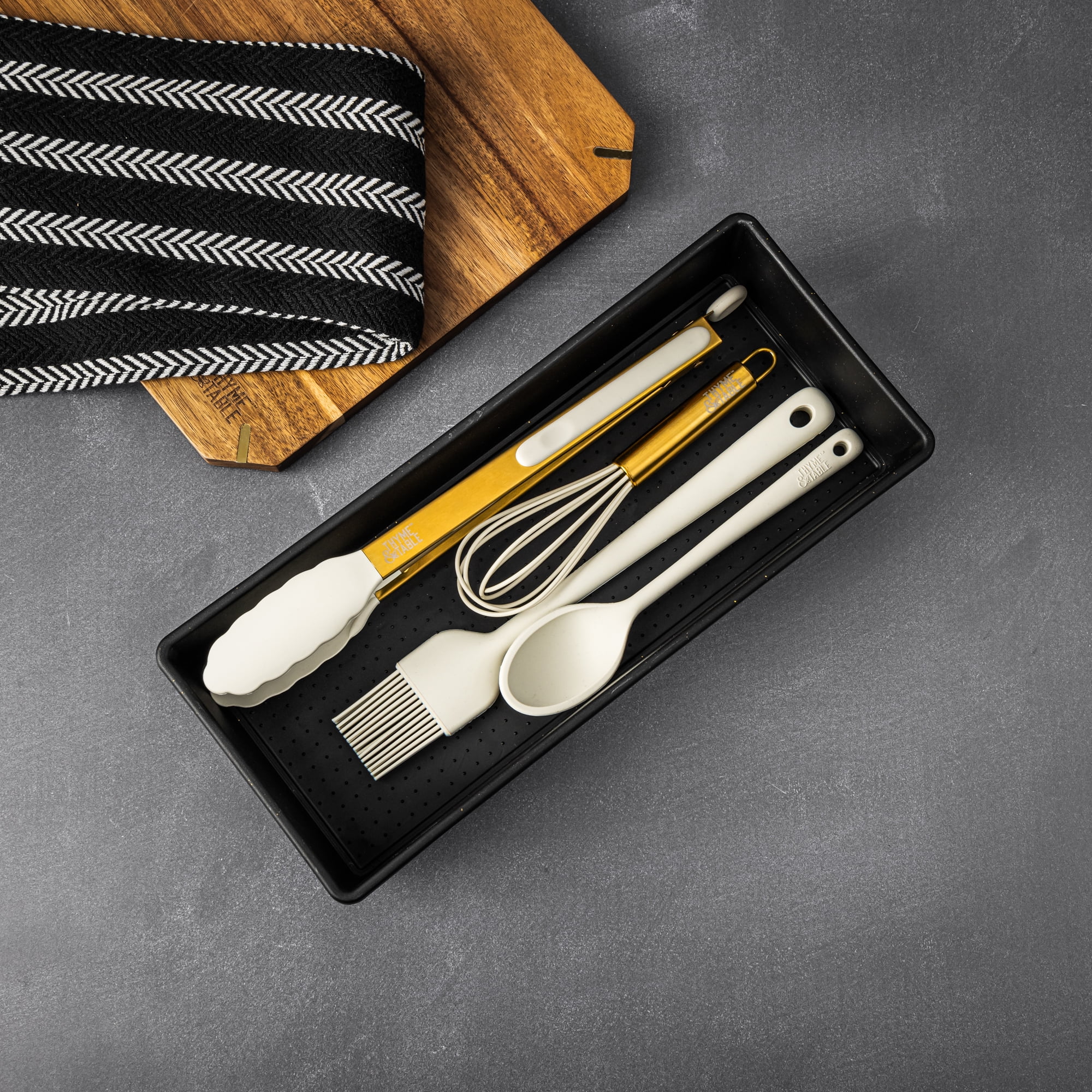 Thyme & Table 1 Compartment Utensil Organizer, Stainless Steel Kitchen Utensil Organizer for Countertop Storage