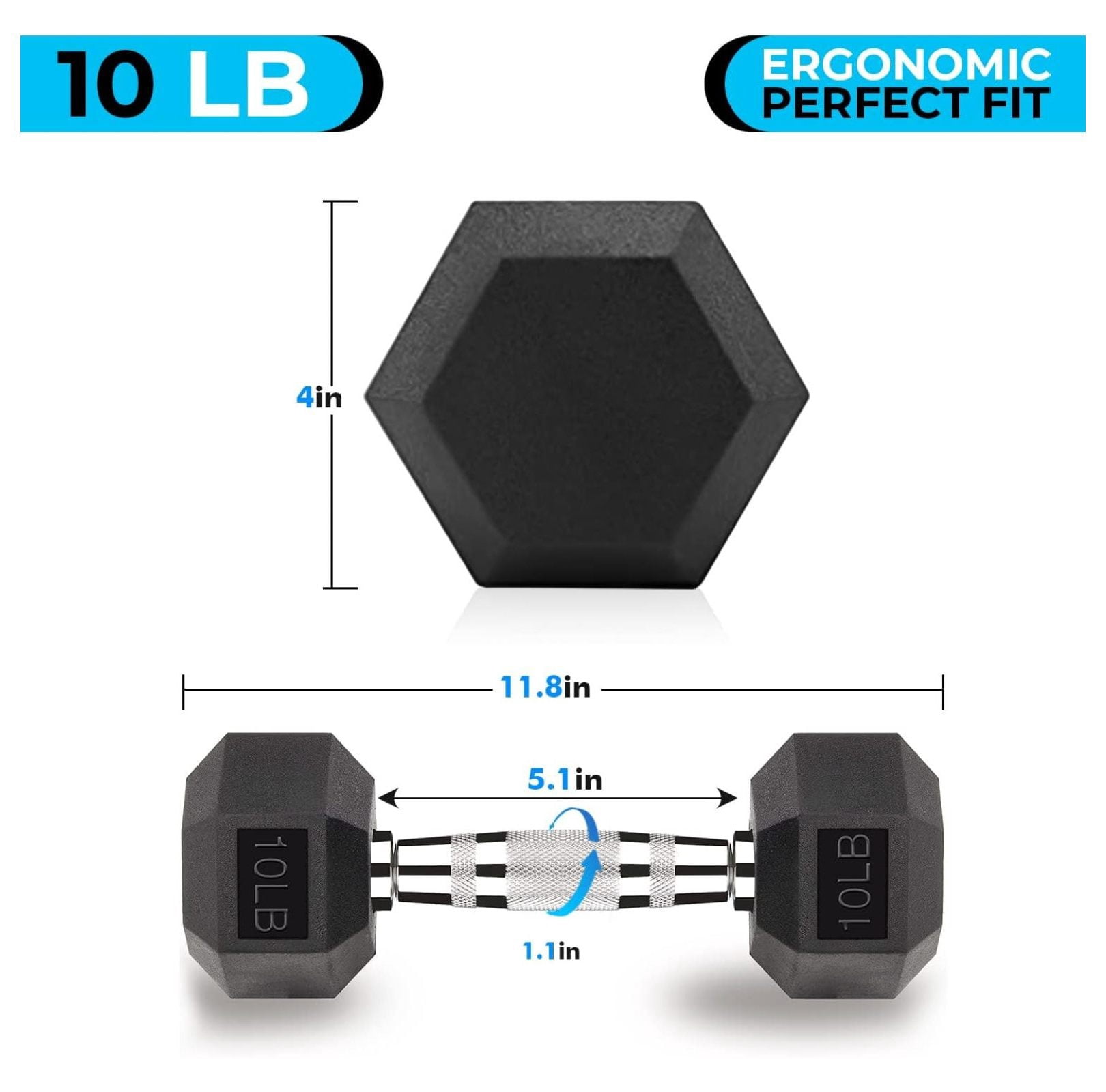 Hex Dumbbells 5,10,15,20,25,30,40 LB Exercise & Fitness Weights Dumbbell For Women & Men Free Weights Rubber Coated cast Iron Set