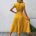 thumbnail image 6 of SMihono Trendy Summer Casual Flutter Short Sleeve Midi Dress,Solid Ruffle Trim Belted Dress,Boho Dresses for Women 2025 Fall Casual Yellow XL, 6 of 6