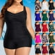 thumbnail image 5 of ¡Rebajas! Traje de baño de una pieza Prolriy para mujer, tallas grandes, vintage, fruncido, azul marino, talla L, 5 of 7