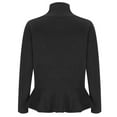 thumbnail image 5 of AXXD Women Blouses Black Basic Summer 2024 New Solid Color Retro Knit Cardigan V-neck Ruffle Hem Sweater Jacket, 5 of 6